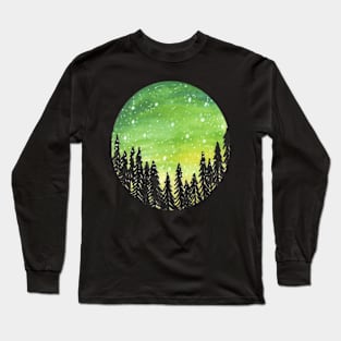 Watercolor Wilderness Tree Design Long Sleeve T-Shirt